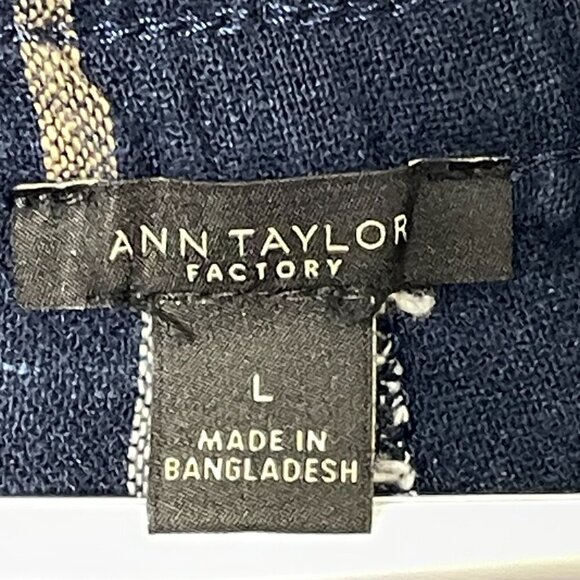 Ann Taylor Factory Linen Blend Pants Women's Large Blue Striped Lounge Comfy‎ - Picture 10 of 10